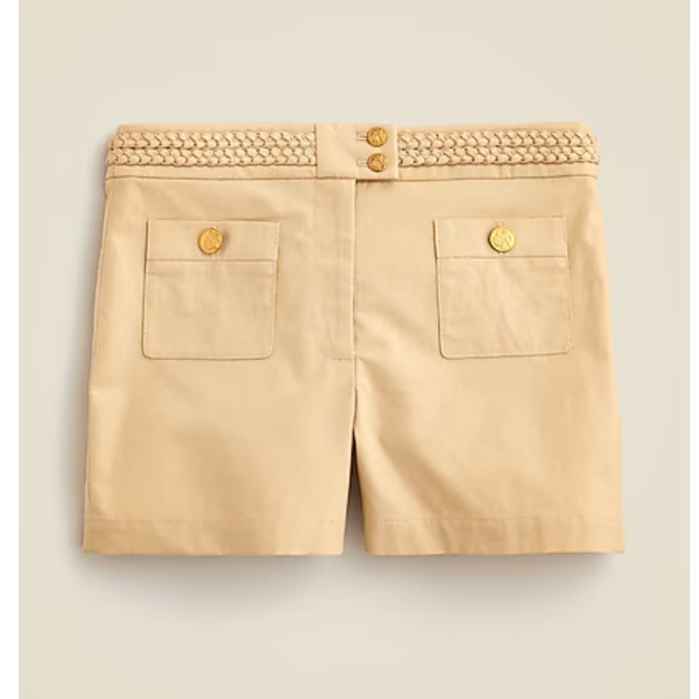 J. Crew Women's Beige Cargo Shorts with Braided Waistband